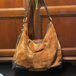 Bueno vintage Elegant Brown Suede leather Shoulder Bag